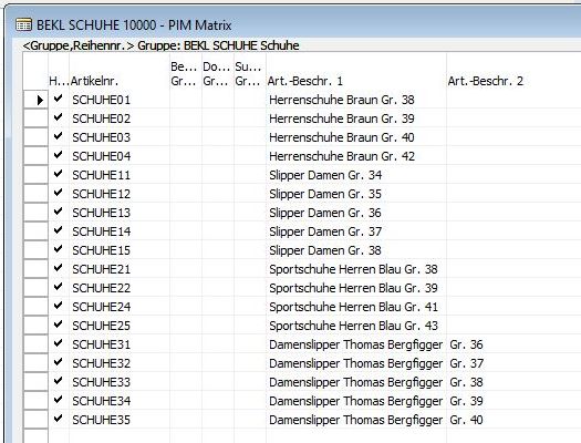 Übersichtliche Produktlistendarstellung für eine effektive Stammdatenpflege