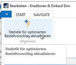 Aufruf für die Aktualisierung der Abverkaufsdaten für den optimierten Bestellvorschlag von Hand