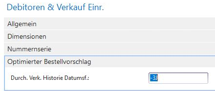 Zeitlicher Horizont in die Vergangenheit um die Durchschnittlichen Abverkäufe (Verkauf) pro Artikel zu ermitteln