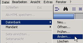 Screenshot vom Aufruf der SQL_Datenbank Informationen unter Navision 2009R2