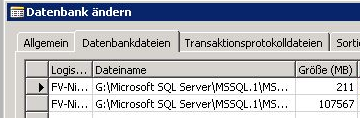 Anzeige der Datenbankgröße einer MS-SQL Datenbank unter Navision 2009R2