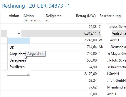 Bearbeitung der freizugebenden Einkaufsrechnungen in Navision / Business Central 