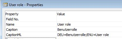 Korrekt ausgefüllte Caption mit Enu in Navision bzw. Business Central klassische Entwicklungsumgebung (C/Side)