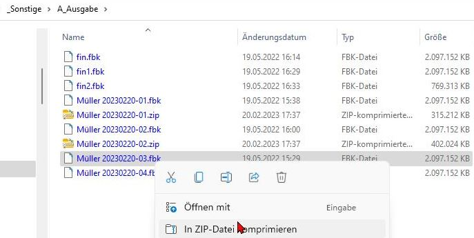 Beispiel für die Verkleinerung einer Navisiondatenbank als gepackte Datensicherung