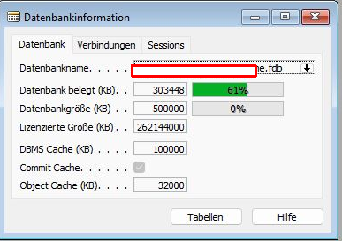 Größe & Füllstand der Navision-Datenbank im Classic Client