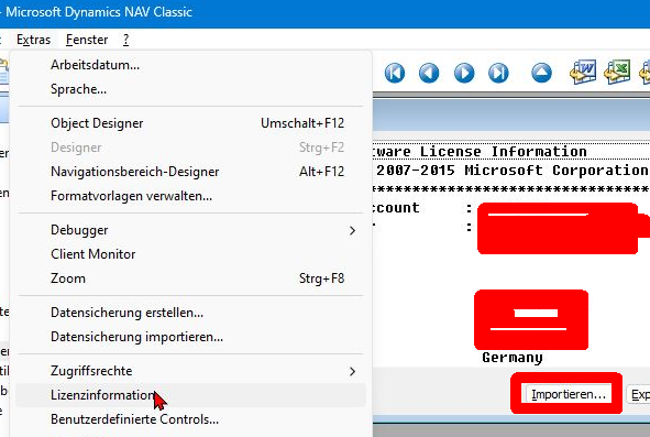 Aktualisieren/Importieren einer neuen Navision Lizenzdatei fin.flf