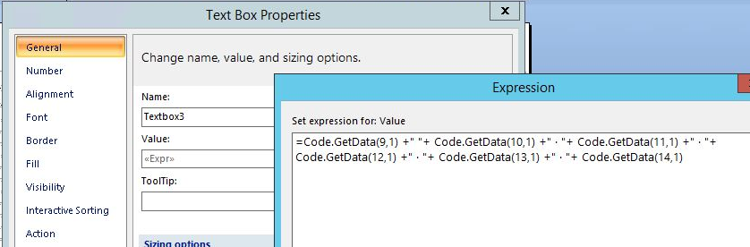 "Custom Code" in einer Textbox, welcher beim Kopieren (genauer: eim Einfügen) die Fehlermeldung "Report Builder was unable to paste successfully" erzeugt.