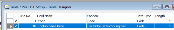 Richtiger Spaltenaufbau in der C/Side Entwicklungsumgebung um CaptionML mit einem Tastendruck ausfüllen zu lassen