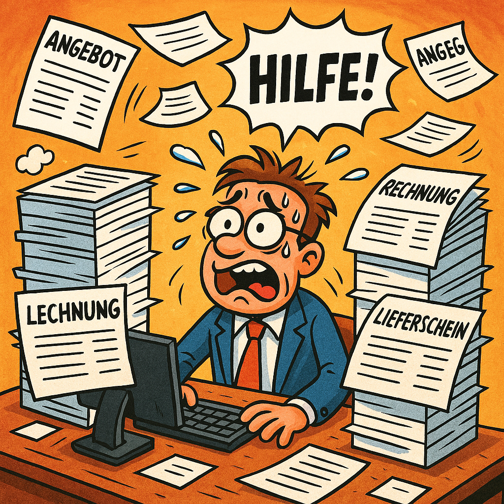 Symbolbild für das pragmatische Vorgehen beim Einführen einer neuen Warenwirtschaft oder ERP System für "Dokumente zuerst" ("Documents first") Strategie