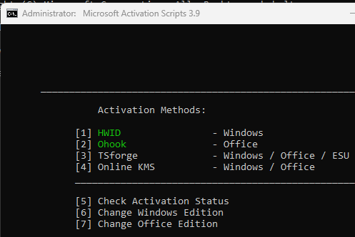 Screenshot for the Powershell script to activate your Windows 10/ installation