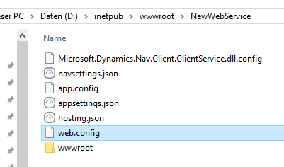 Verschiedene WebService Konfigurationsdateien, in denen die verschiedenen Navision und BC365 Versionen konfiguriert wurden (port, Servicename, Instanzenname etc)